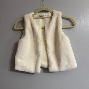Rachel Zoe Cream Faux Fur Vest with Gold Belt Size 5